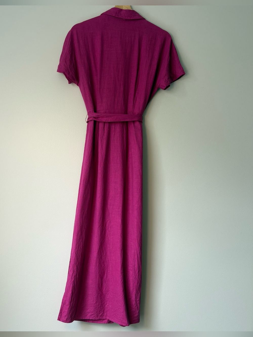 Stunning M&S linen blend fuchsia maxi shirt dress-size Small - Picture 5 of 9